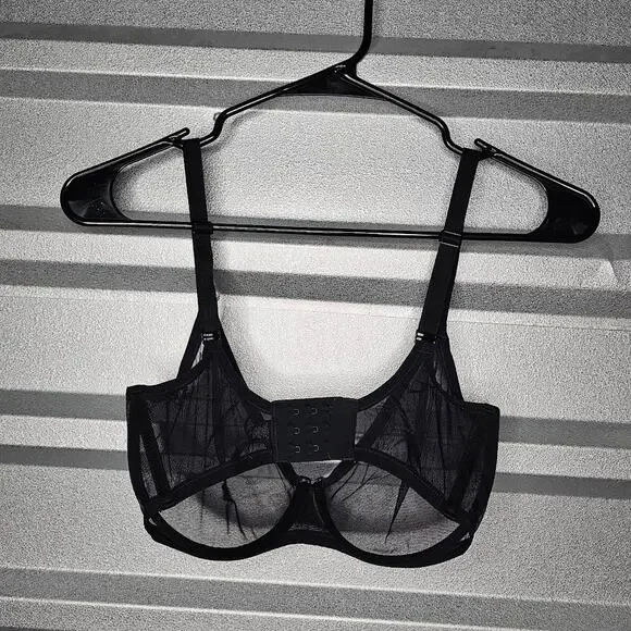 Skims Ultra fine underwire scoop bra onyx black sheer Women's size 32DDDD - Picture 6 of 6